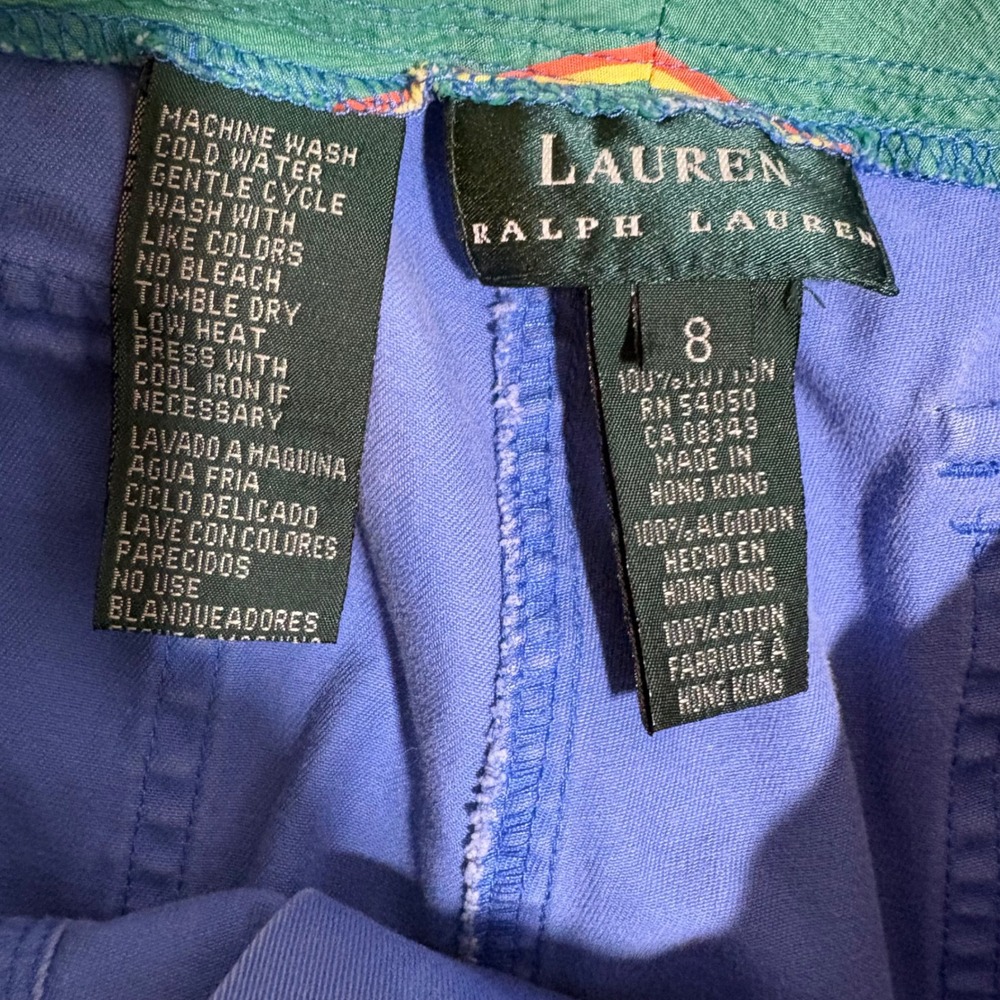 Lauren Ralph Lauren Pant Women Blue Cotton Twill Straight Leg Patch Pocket Siz 8 - Picture 3 of 16